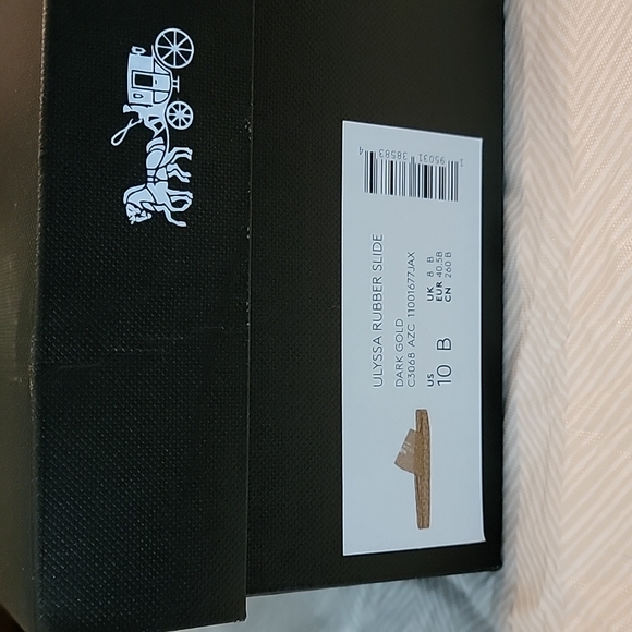 Coach Ulyssa Dark Gold Metallic Slides Sandals Women's Size 10 NIB - Picture 5 of 8